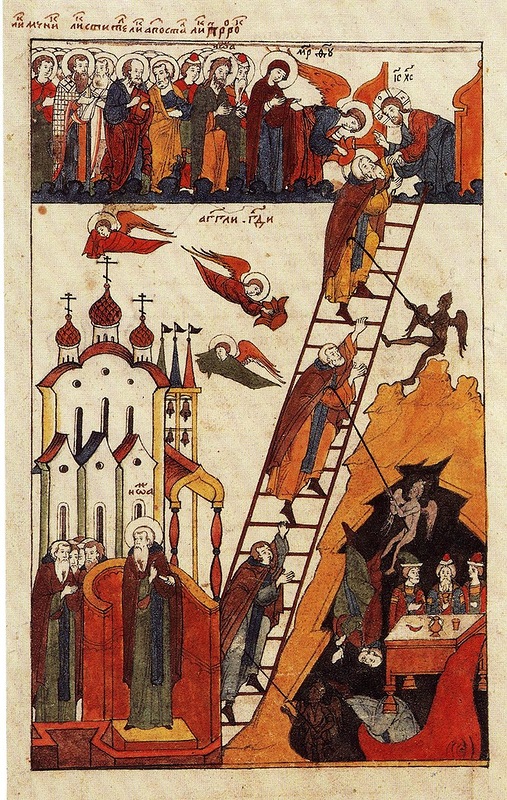 Миниатюра из книги Лествица Иоанна Лествичника 
		<!--